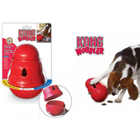 Kong Wobbler Juguete Interactivo para perros, Dispensador Comida Tamaño S