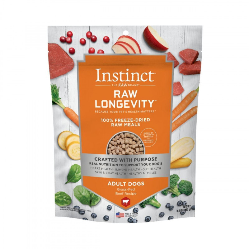 INSTINCT RAW LONGEVITY - ADULT DOGS – BEEF – 9.5 onzas
