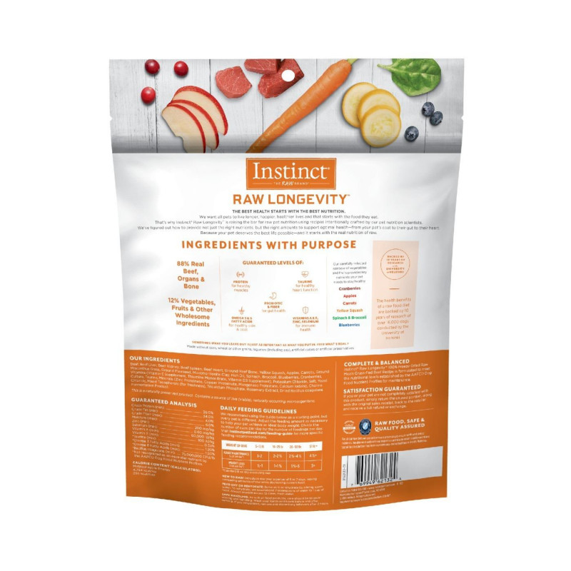 INSTINCT RAW LONGEVITY - ADULT DOGS – BEEF – 9.5 onzas