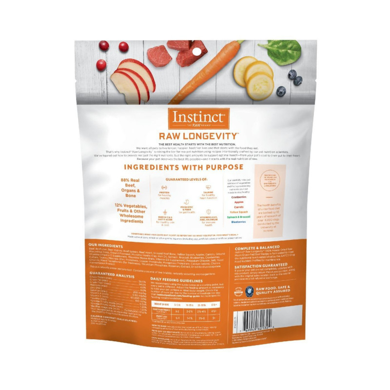 INSTINCT RAW LONGEVITY - ADULT DOGS – BEEF – 9.5 onzas