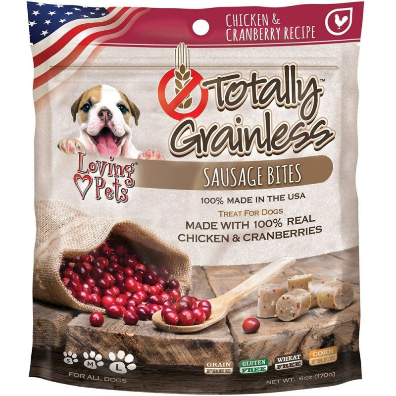 Loving Pets TOTALLY GRAINLESS SAUSAGE BITES CHICKEN & CRANBERRY RECIPE TREAT FOR DOGS