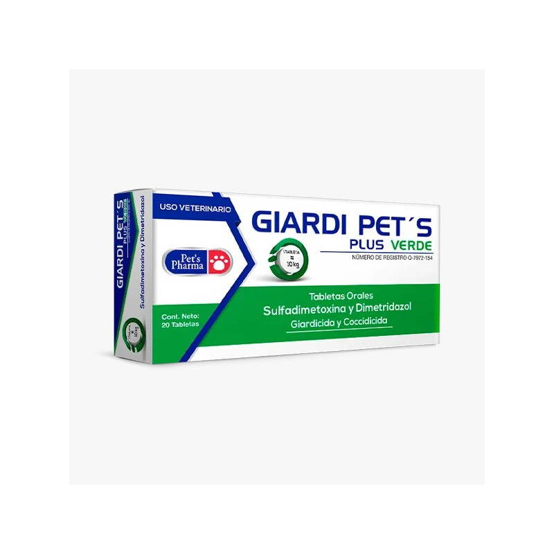 Giardi Pets Plus Verde – 20 Tabletas Antiparasitario Completo para Giardiasis y Coccidiosis