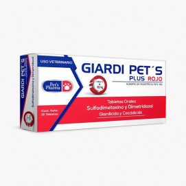 Giardi Pets Plus Rojo – 20 Tabletas Antiparasitario Completo para Giardiasis y Coccidiosis