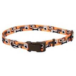 COLLAR PET ATTIRE – NARANJA CON HUESOS 1"