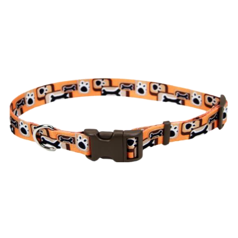COLLAR PET ATTIRE – NARANJA CON HUESOS 1"