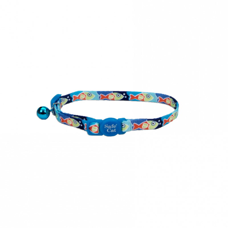 COLLAR PARA GATOS SAFE CAT - AZUL CON PECES