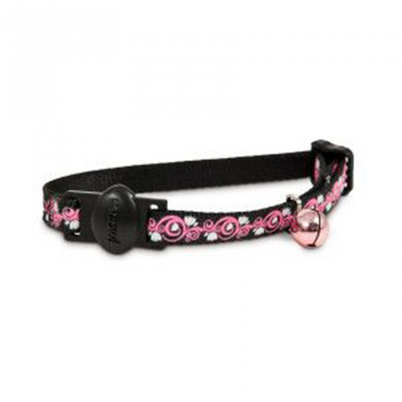 COLLAR PARA GATO BREAK AWAY GLOW – ROSADO CON NEGRO